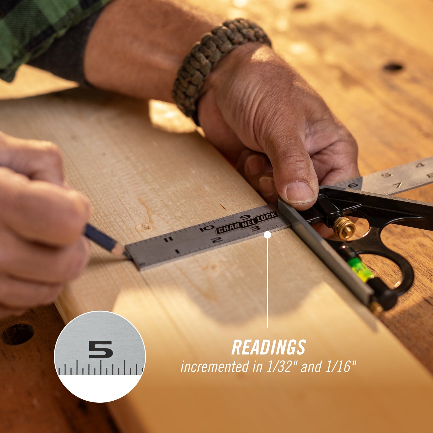 12-inch High-Visibility Stainless Steel Combination Square (8100-012CS)