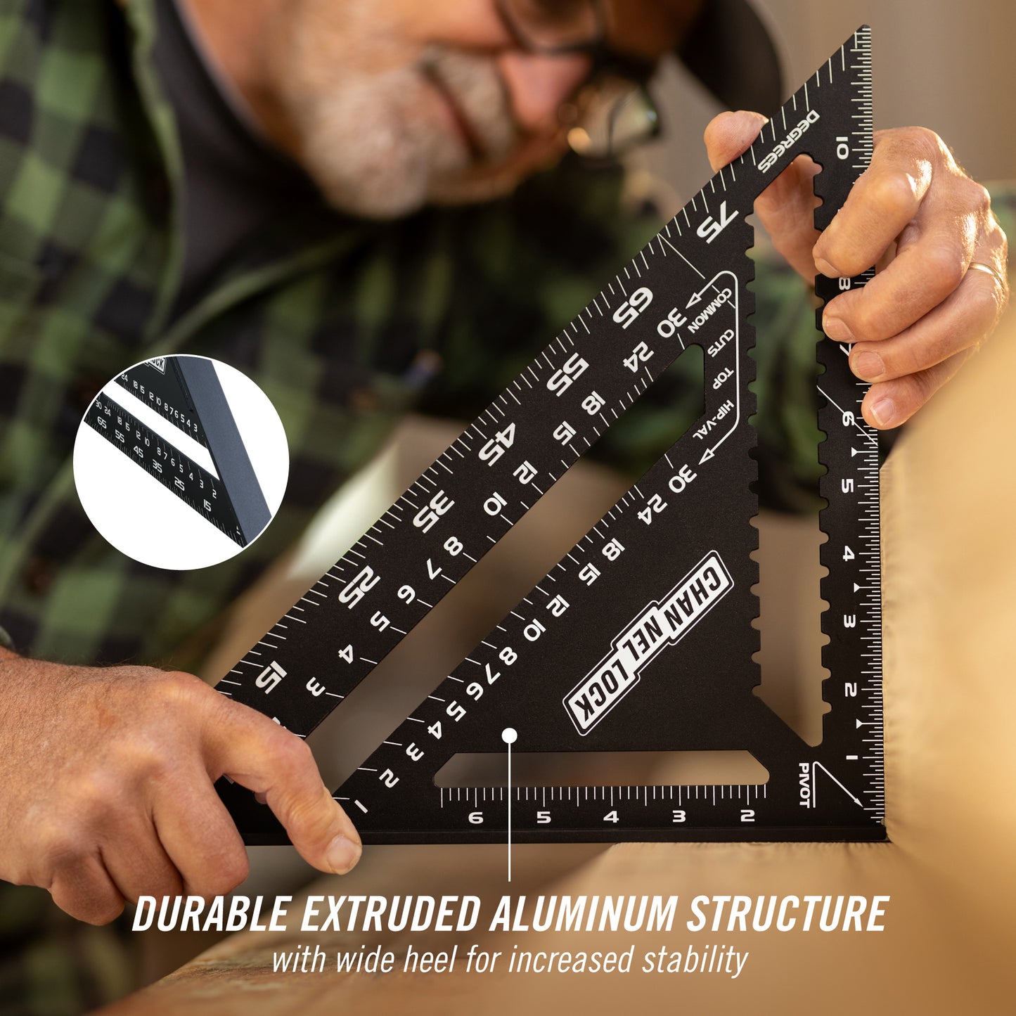 12-inch Laser-Etched Aluminum Extruded Rafter Square (8100-012RS)