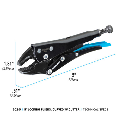 5-inch Curved Jaw Locking Pliers w/ Cutter (102-5)