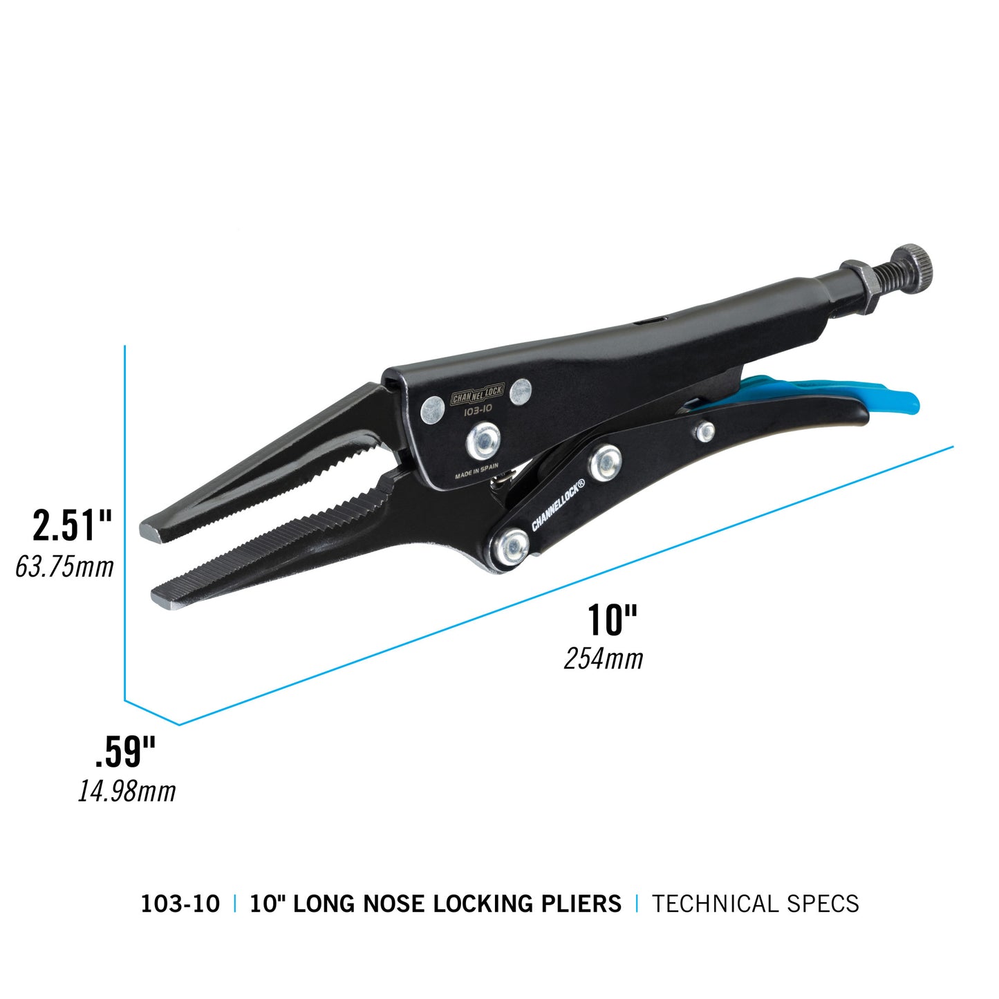 10-inch Combination Long Nose Locking Pliers (103-10)