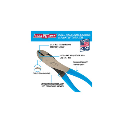 8-inch High Leverage Curved Diagonal Cutting Pliers (447)