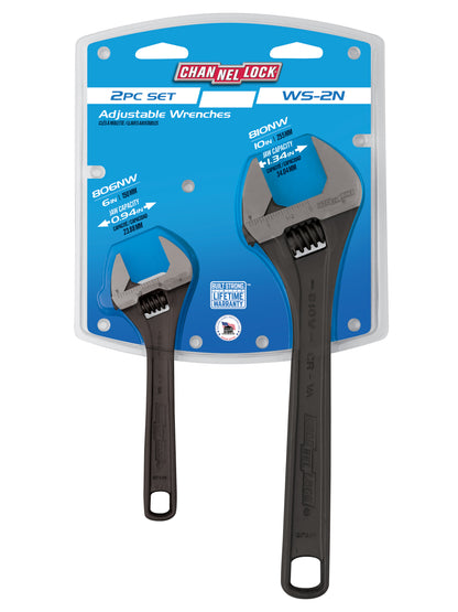 2-Piece Black Adj Wrench Set: 806NW and 810NW (WS-2N)