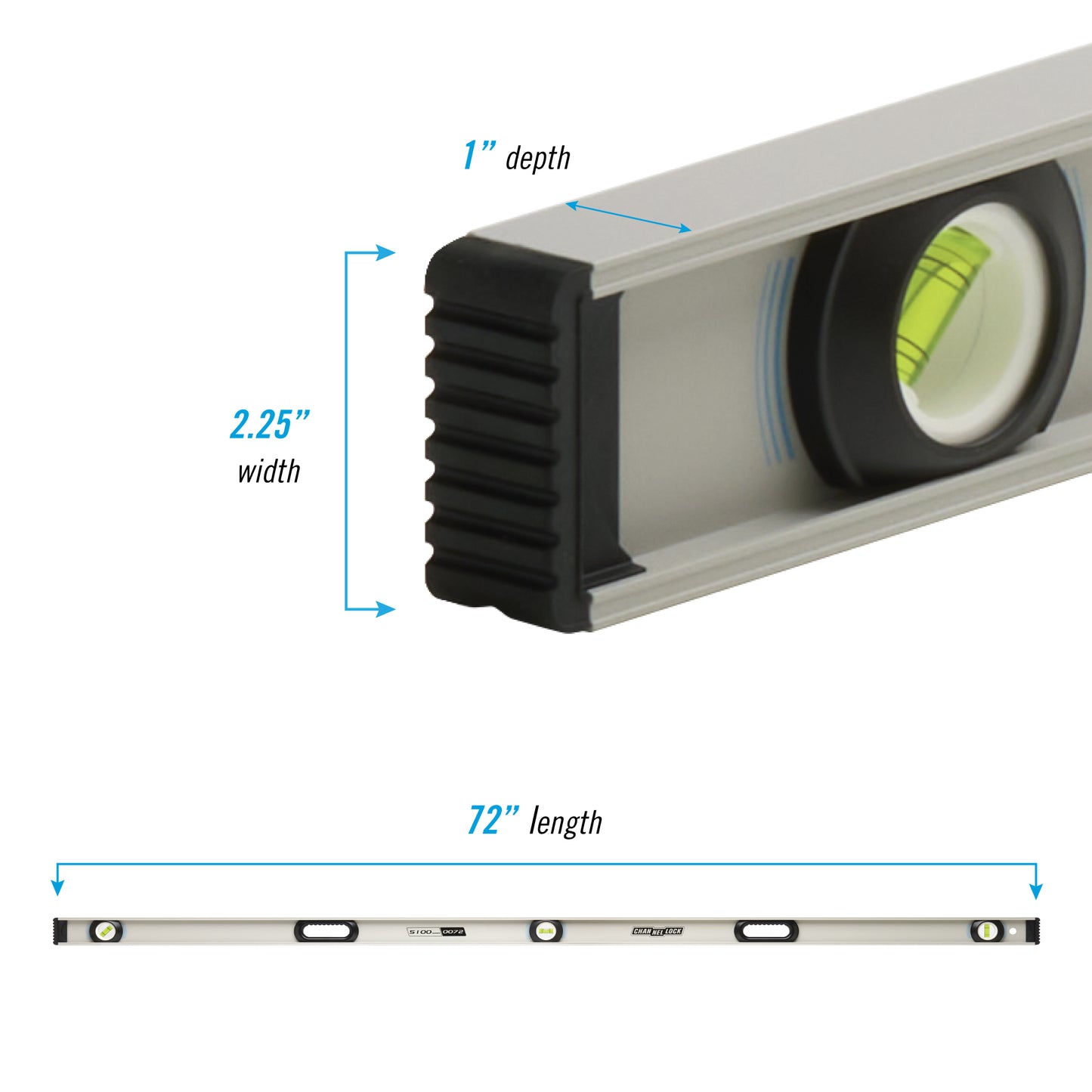 72-inch Professional-Grade Aluminum I-Beam Level (5100-0072)
