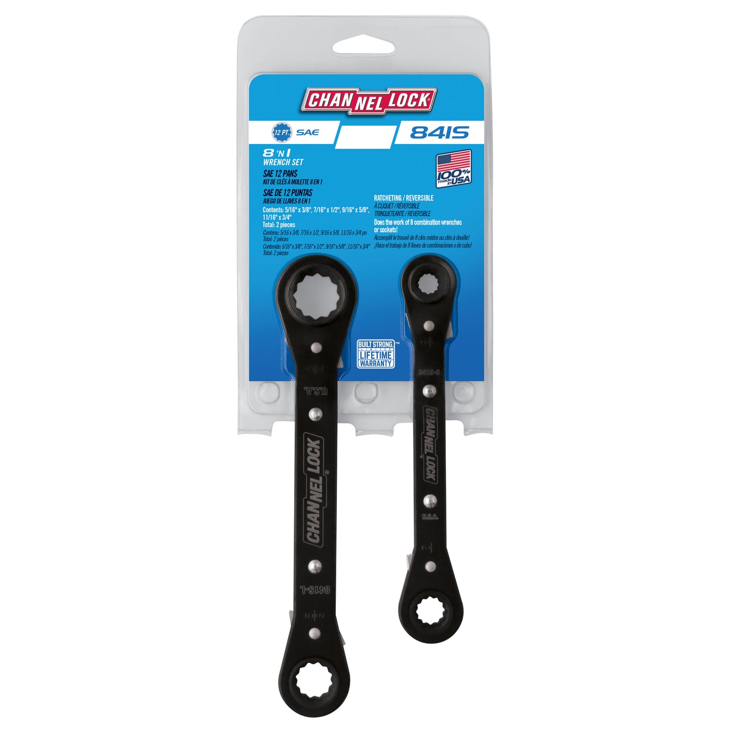 2pc SAE Ratcheting Combination Wrench Set (841S)