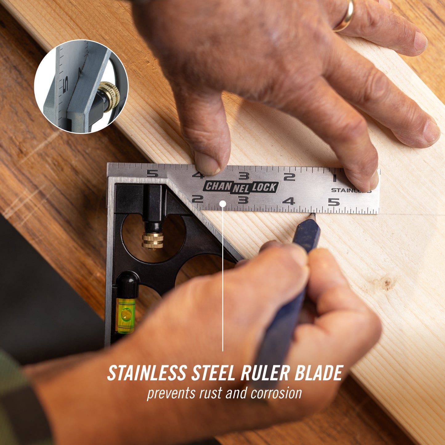 6-inch High-Visibility Stainless Steel Combination Square (8100-006CS)