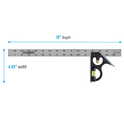 16-inch High-Visibility Stainless Steel Combination Square (8100-016CS)