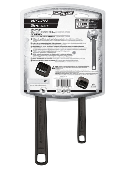 2-Piece Black Adj Wrench Set: 806NW and 810NW (WS-2N)